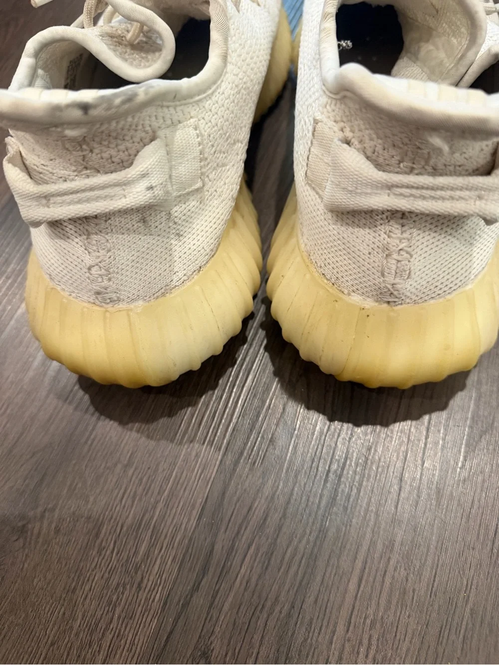 Yeezy Cream Knit Sneaker with Yellowed Gum Sole